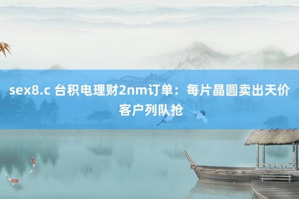 sex8.c 台积电理财2nm订单：每片晶圆卖出天价 客户列队抢