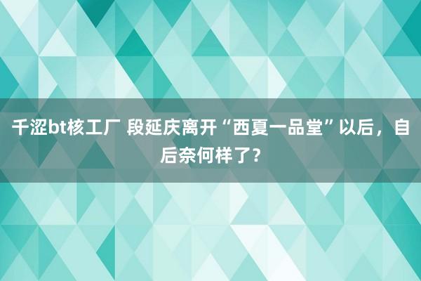 千涩bt核工厂 段延庆离开“西夏一品堂”以后，自后奈何样了？