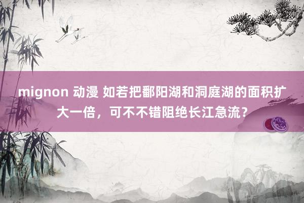mignon 动漫 如若把鄱阳湖和洞庭湖的面积扩大一倍，可不不错阻绝长江急流？