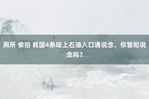 厕所 偷拍 我国4条陆上石油入口通说念，你皆知说念吗？