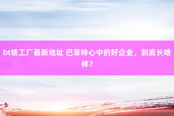 bt核工厂最新地址 巴菲特心中的好企业，到底长啥样？