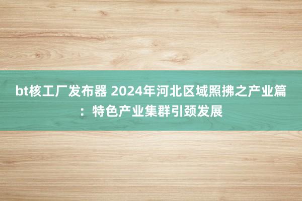 bt核工厂发布器 2024年河北区域照拂之产业篇：特色产业集群引颈发展