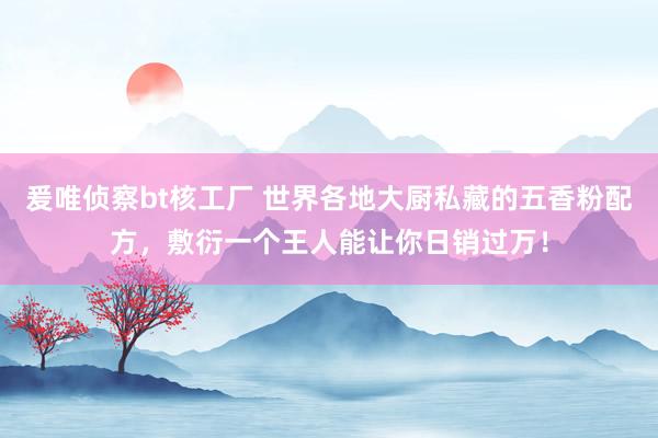 爰唯侦察bt核工厂 世界各地大厨私藏的五香粉配方，敷衍一个王人能让你日销过万！